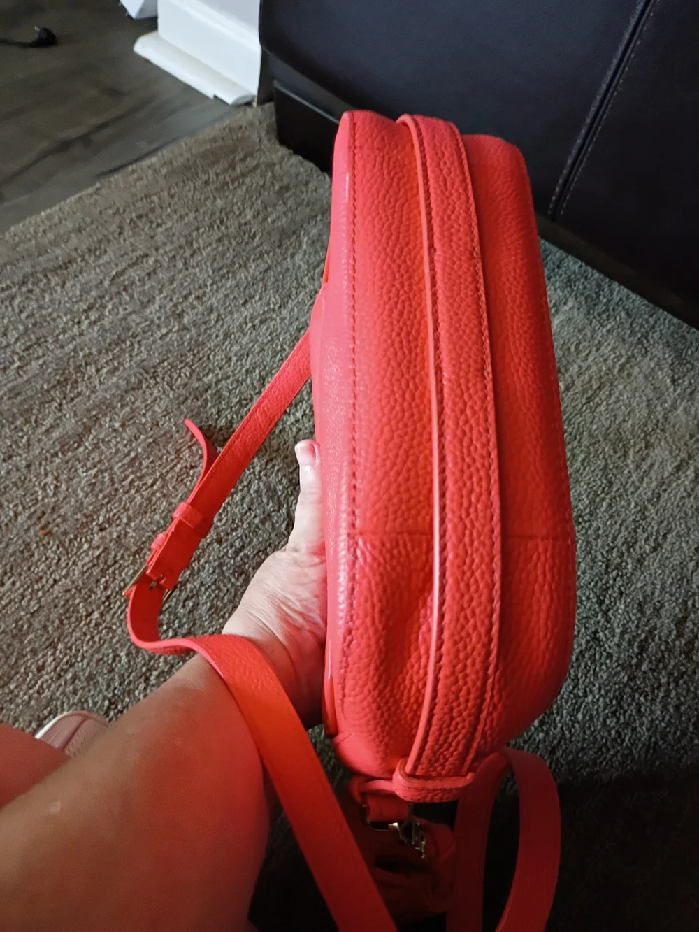 kate spade coral pebbled leather crossbody with tassel